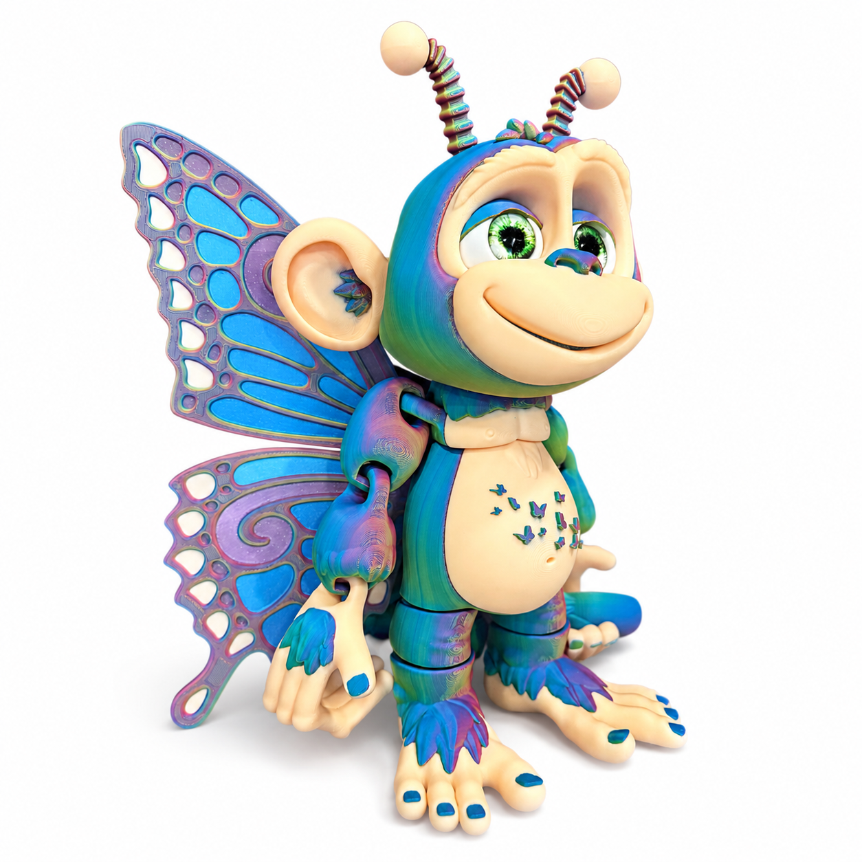 13.5" Butterfly Monkey Figurine | Giant Articulated 3D Printed Collectible | HixTown