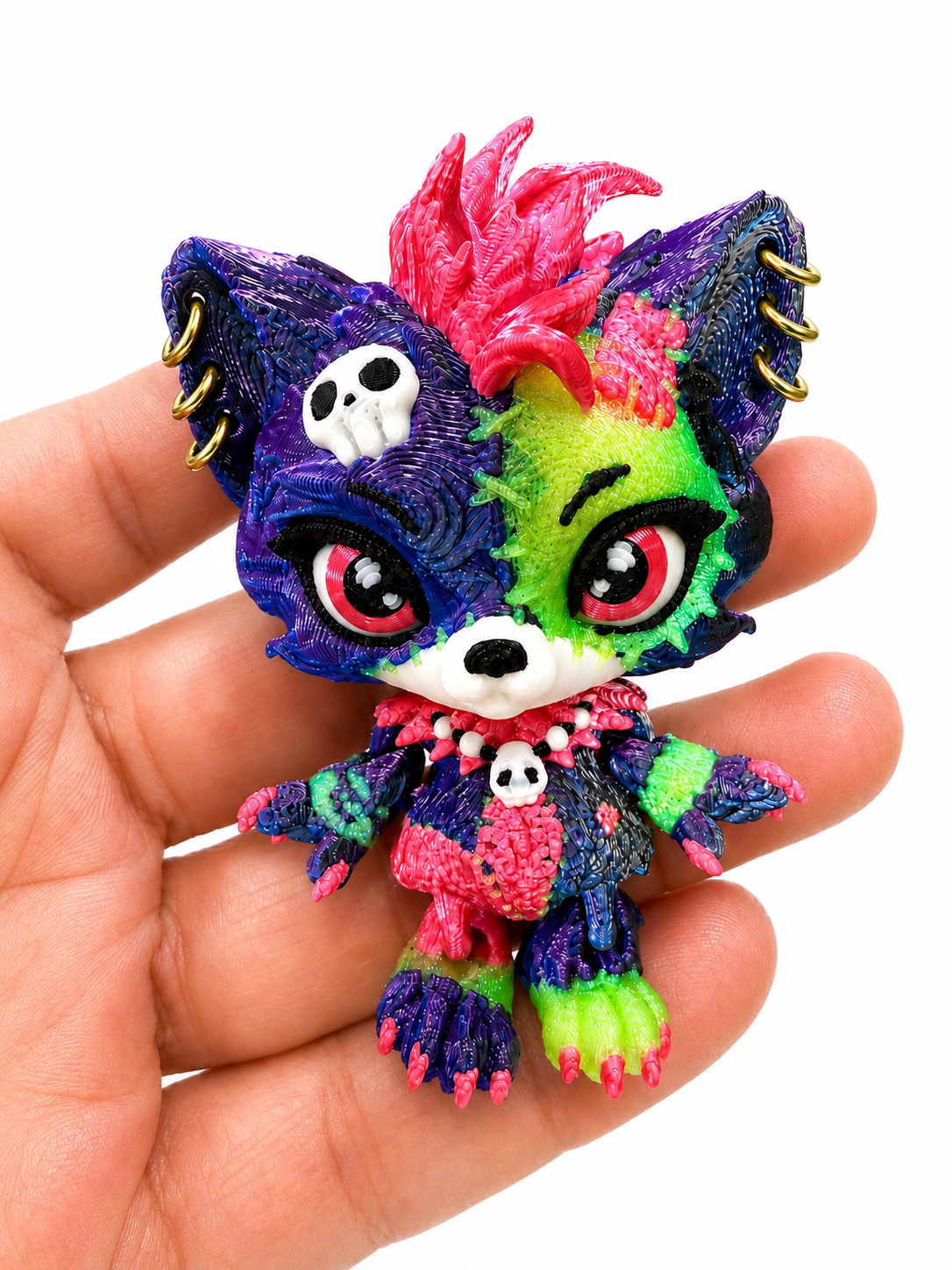 lupa Wolf mini 2.8” articulating fully 3D all around the body including gold earrings