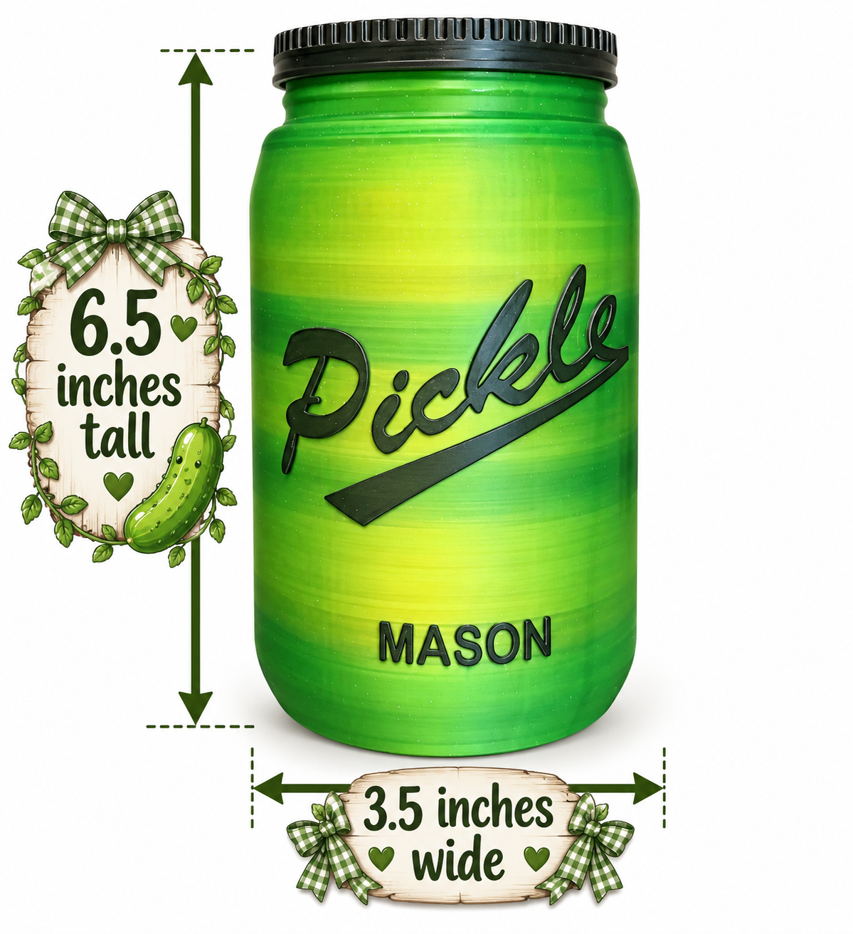 Pickle Mason Jar cute storage container with lid