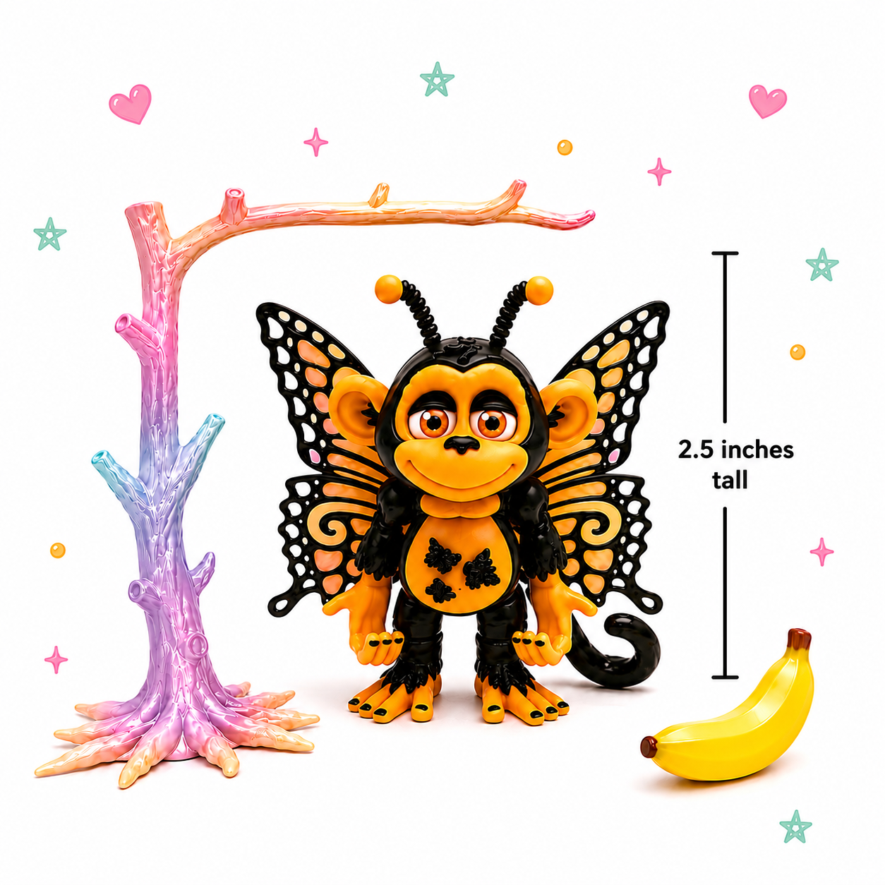 Mini Butterfly Glitterwing Collection 2.5" - with fairy tree colors, & Banana