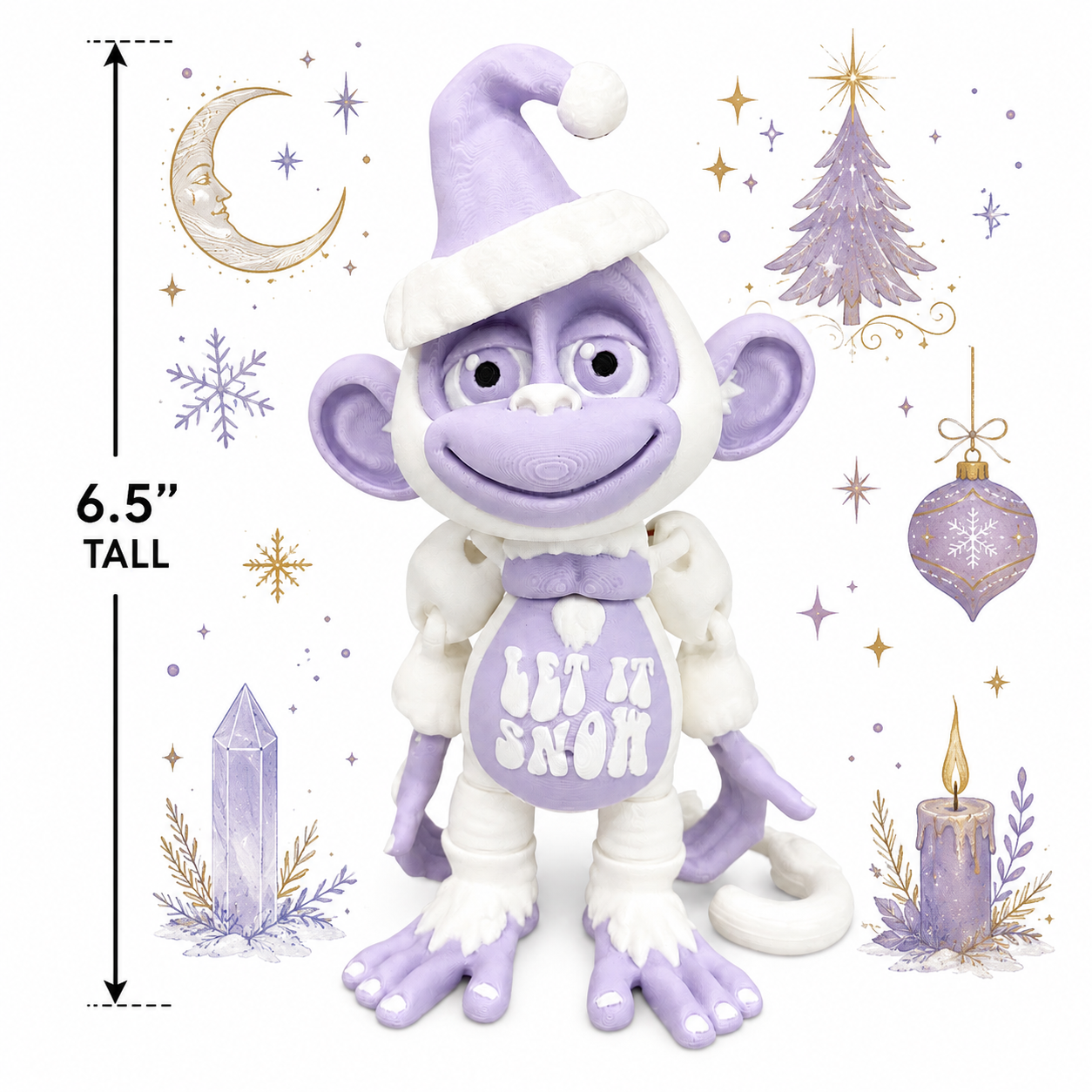 6.5” Let It Snow Christmas Monkey – Hixtown3D Prints Exclusive