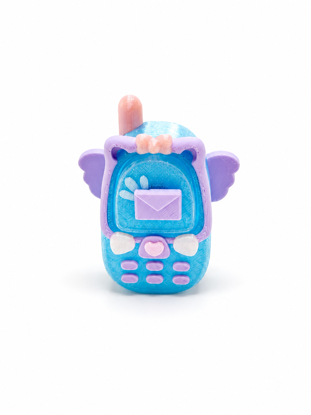 Kawaii winged cellphone clicker 3D printed fidget phone toy