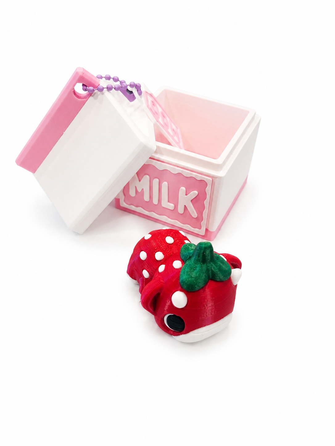 Milk Carton Set — Mini Cow + Carton Keychain
