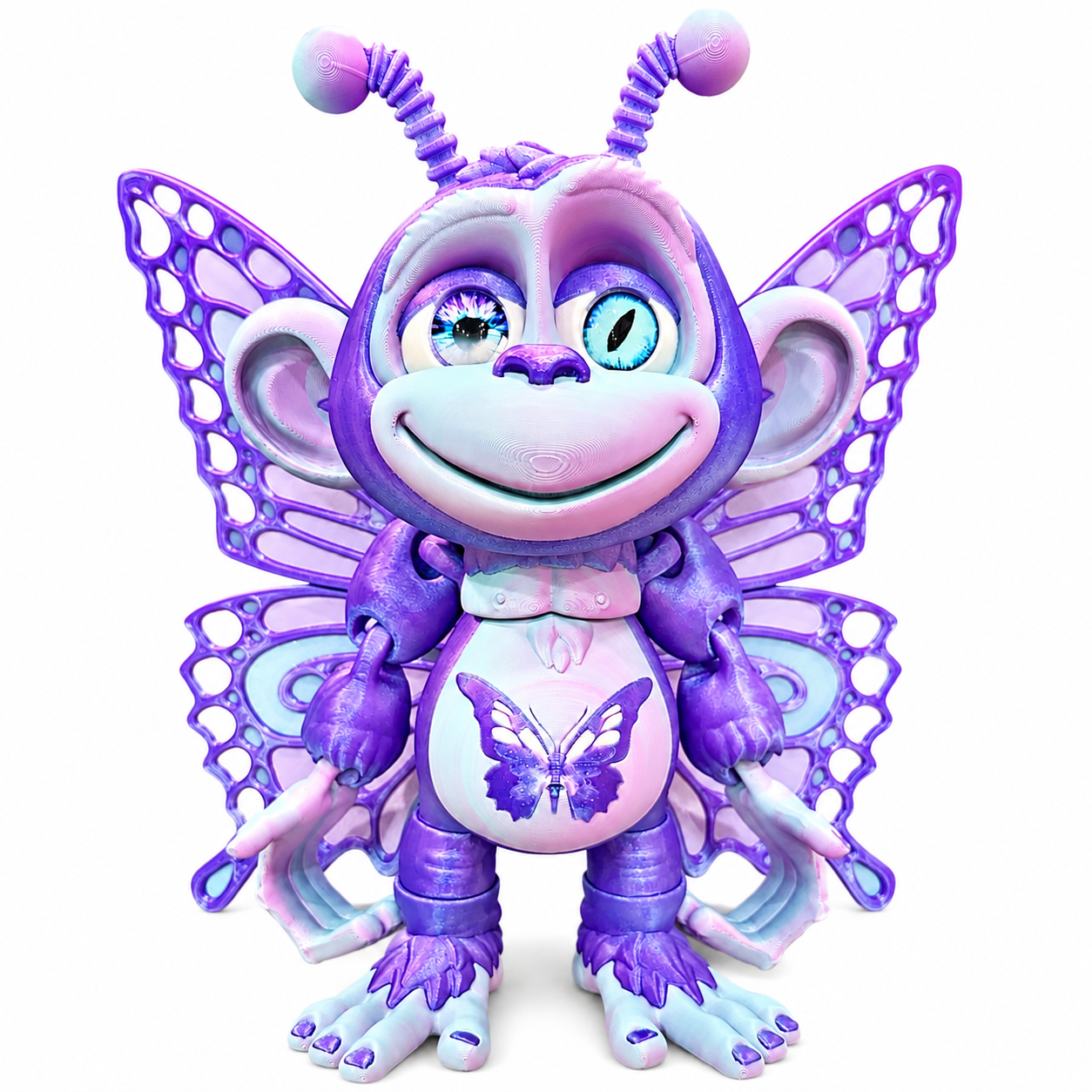 13.5" Butterfly Monkey Figurine | Giant Articulated 3D Printed Collectible | HixTown