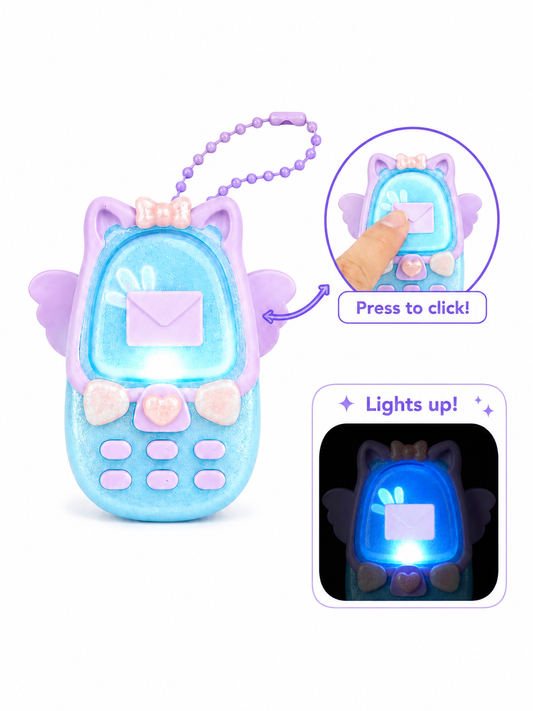 Kawaii Cellphone Shaped Sensory LED Clicker —3D Printed Winged Fidget Toy