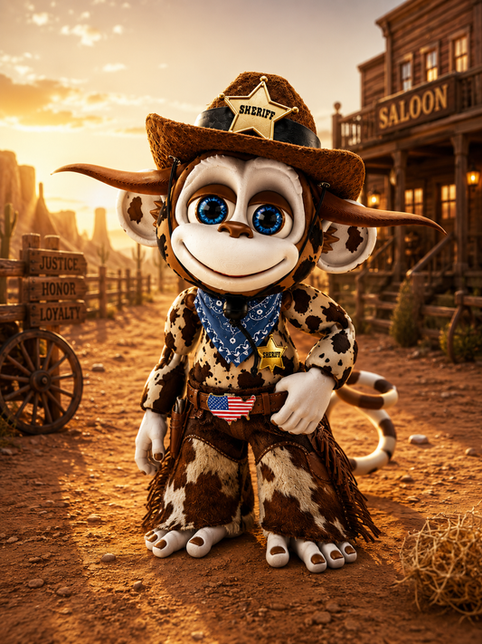 Cowboy Monkey Figurine | Rootin' Tootin' Collection — Articulated 3D Printed with Outfit & Accessories