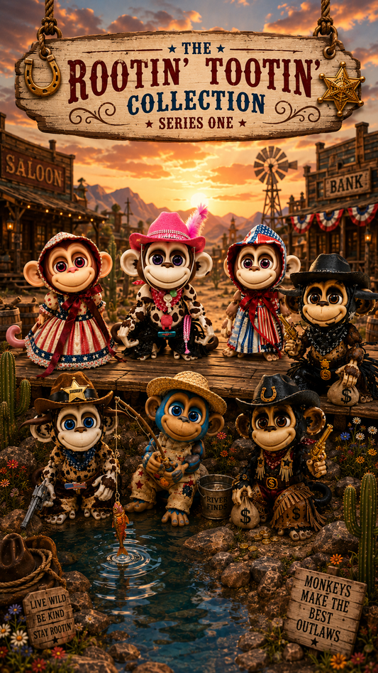 Cowboy Monkey - Rootin' Tootin' Collection - Articulated 3D Printed Collectible with Outfit & Accessories
