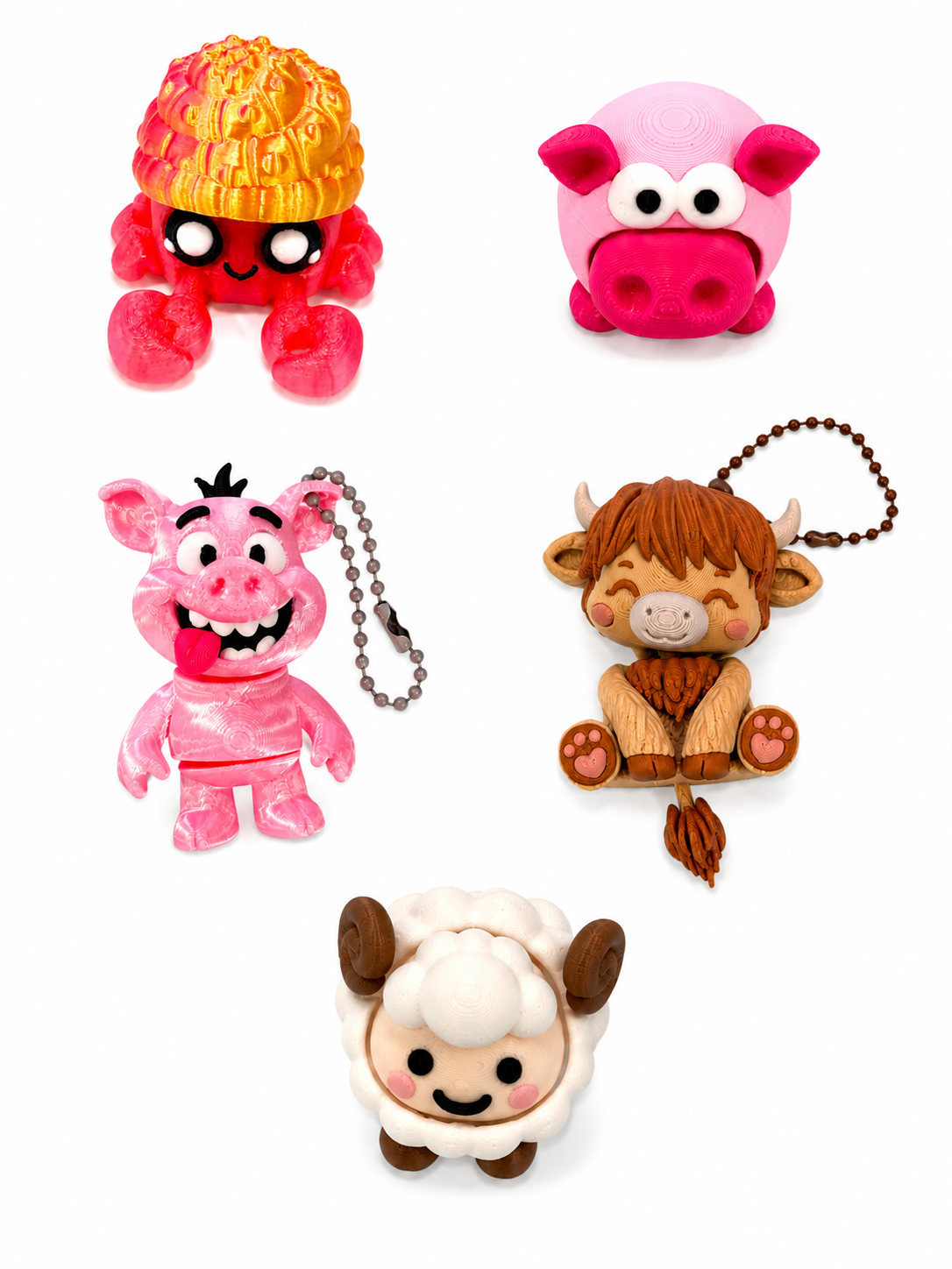 Bag Buddies Keychains and clickers — Articulated 3D Printed Figurine