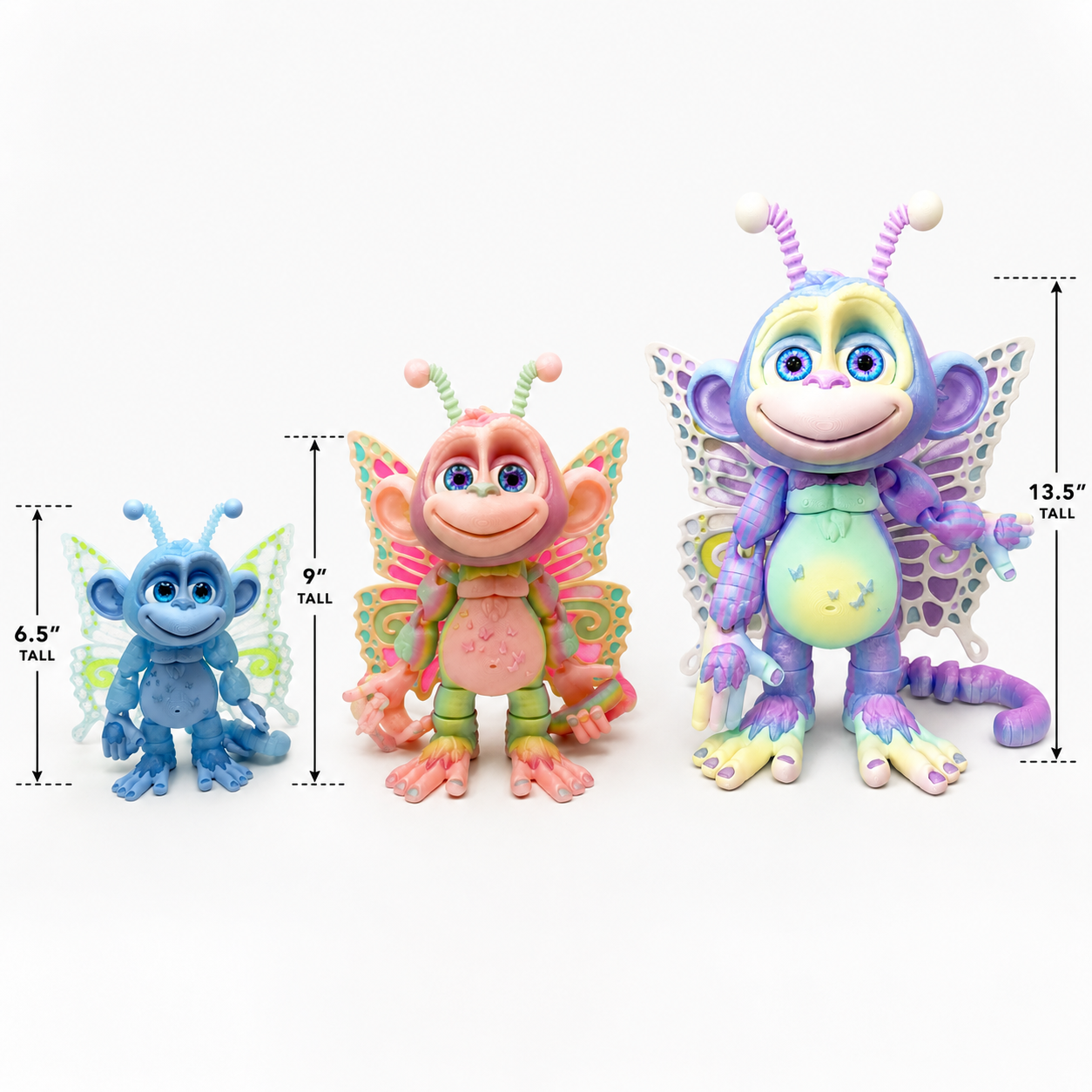 13.5" Butterfly Monkey | Giant Articulated 3D Printed Collectible | HixTown