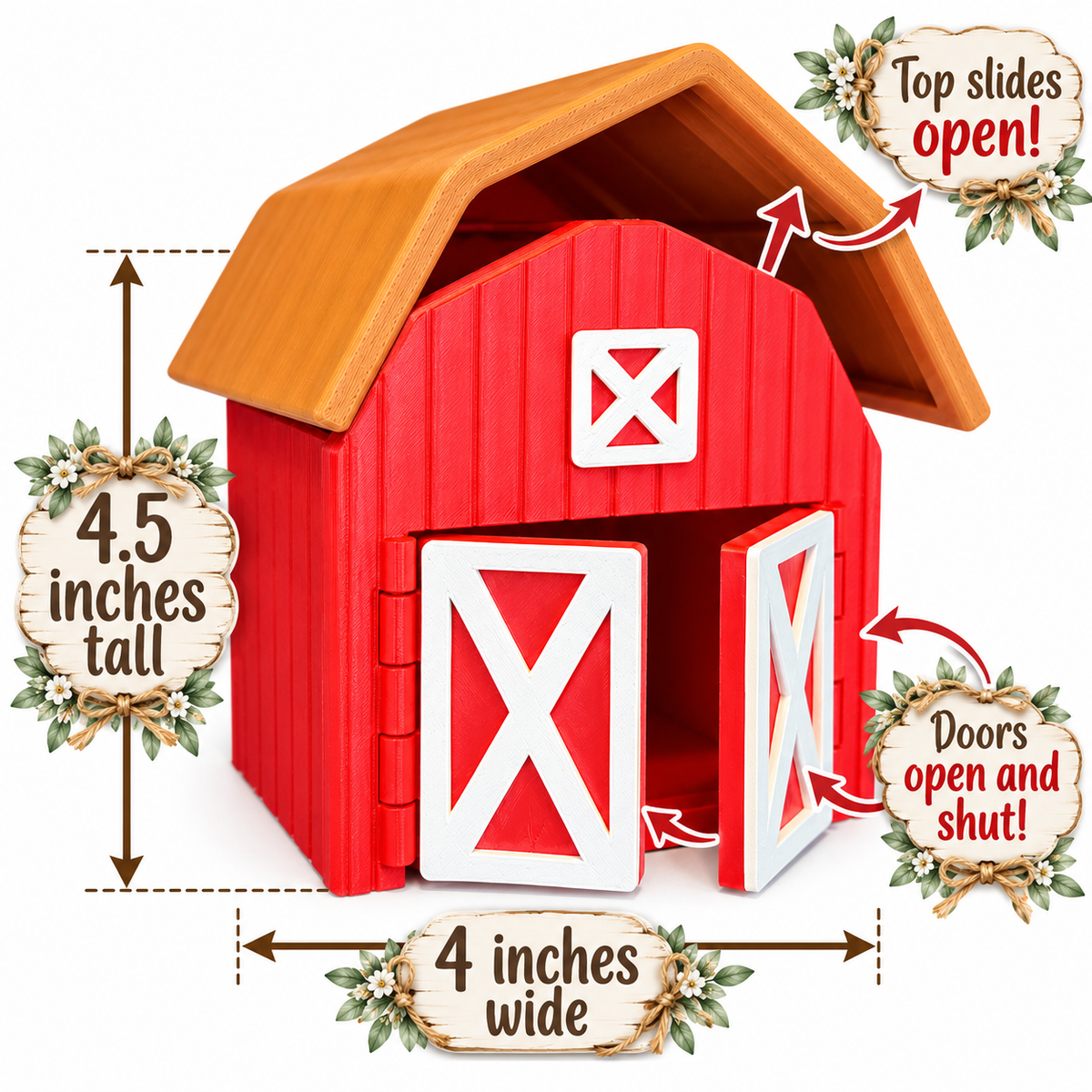 Little Red Farm Barn Mini Horse stable and Farm animal home (minis not included)