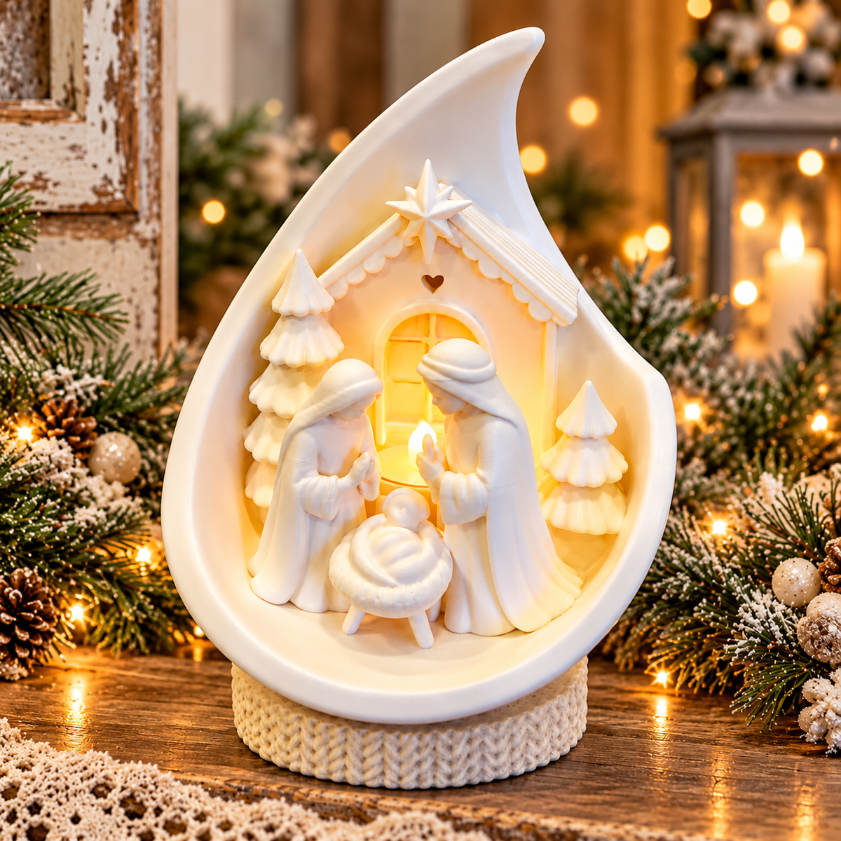 Silent Night Manger Nativity Scene
