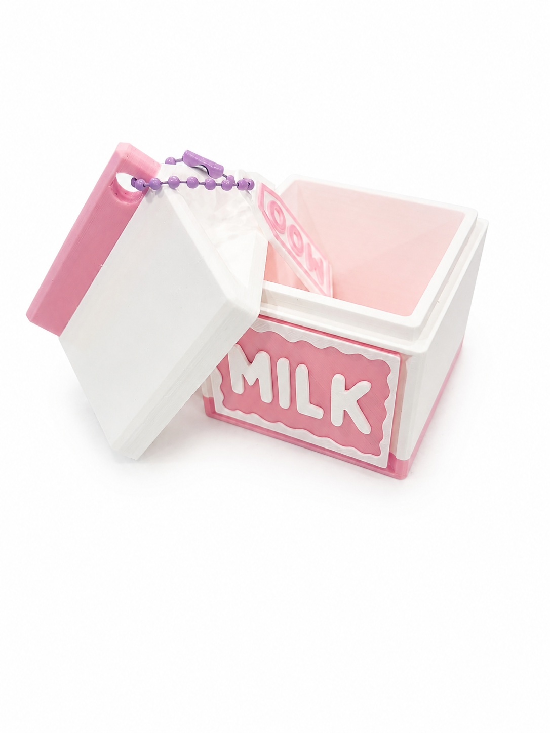 Milk Carton Set — Mini Cow + Carton Keychain