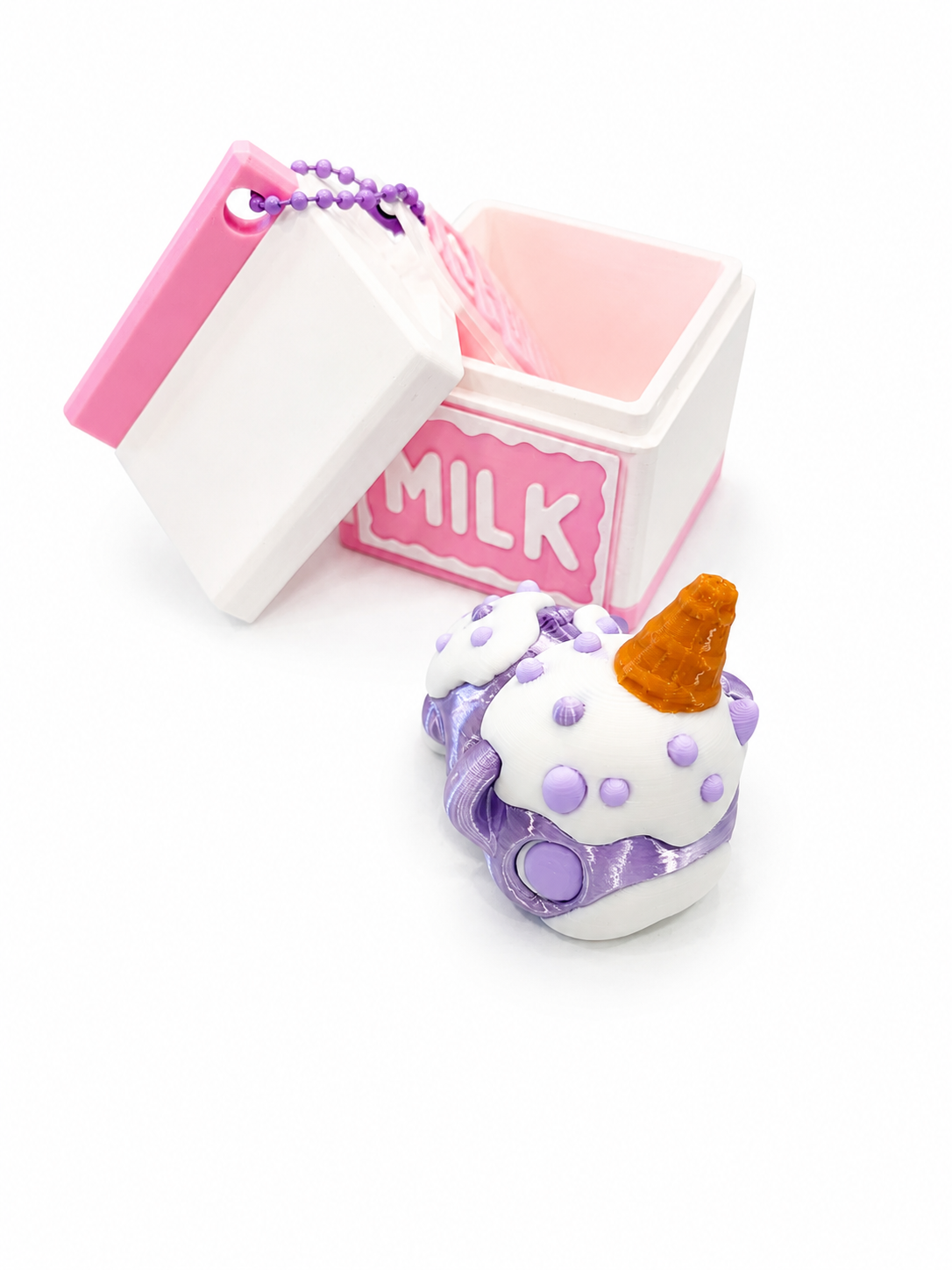 Milk Carton Set — Mini Cow + Carton Keychain