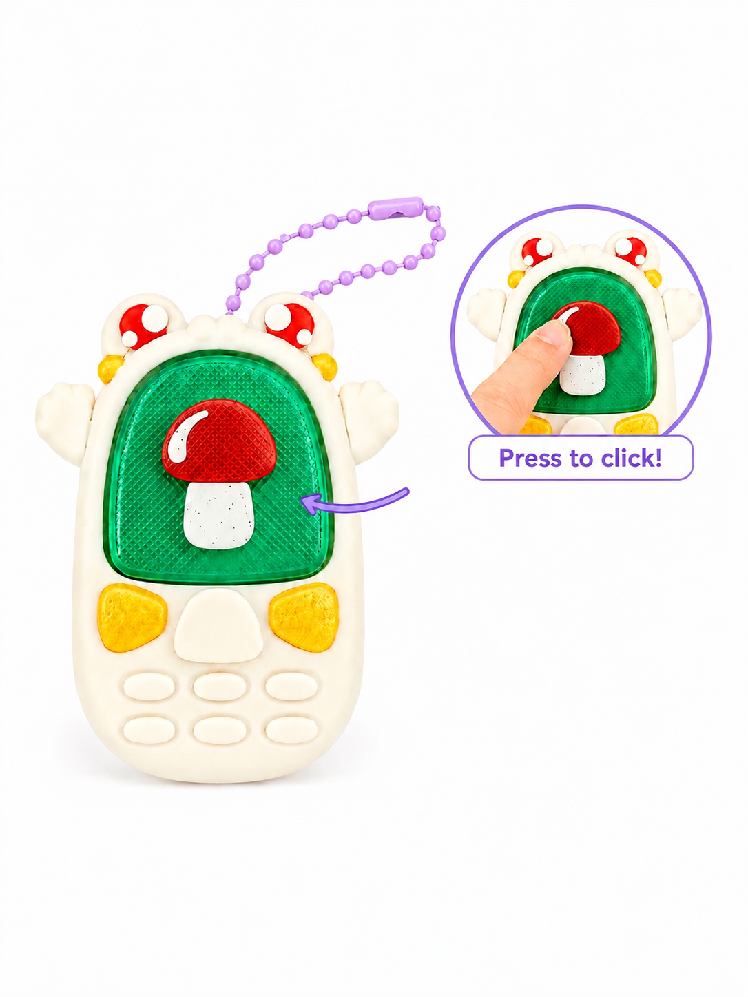 Kawaii Cellphone Shaped Sensory LED Clicker —3D Printed Winged Fidget Toy