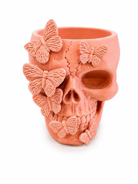 Butterfly Skull Planter — 4" 3D Printed