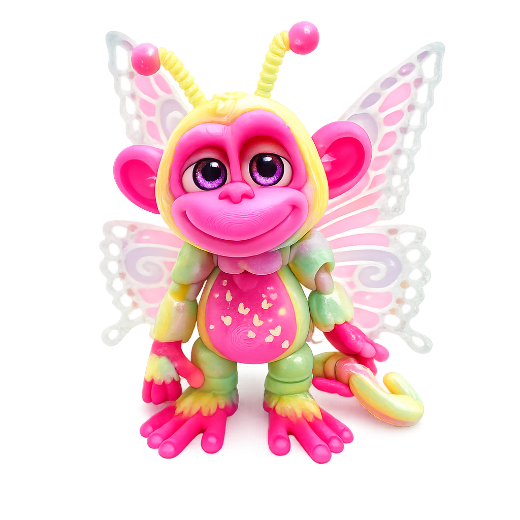 6.5" GlitterWing Butterfly Monkey | Articulated 3D Printed Collectible with Authenticity Card