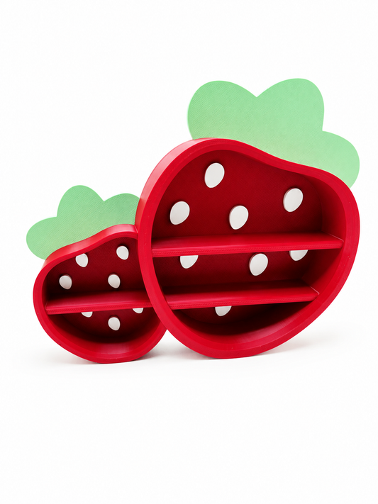 Strawberry Tiny House Shelf (Red) | 3D Printed Display for Tiny Collectibles