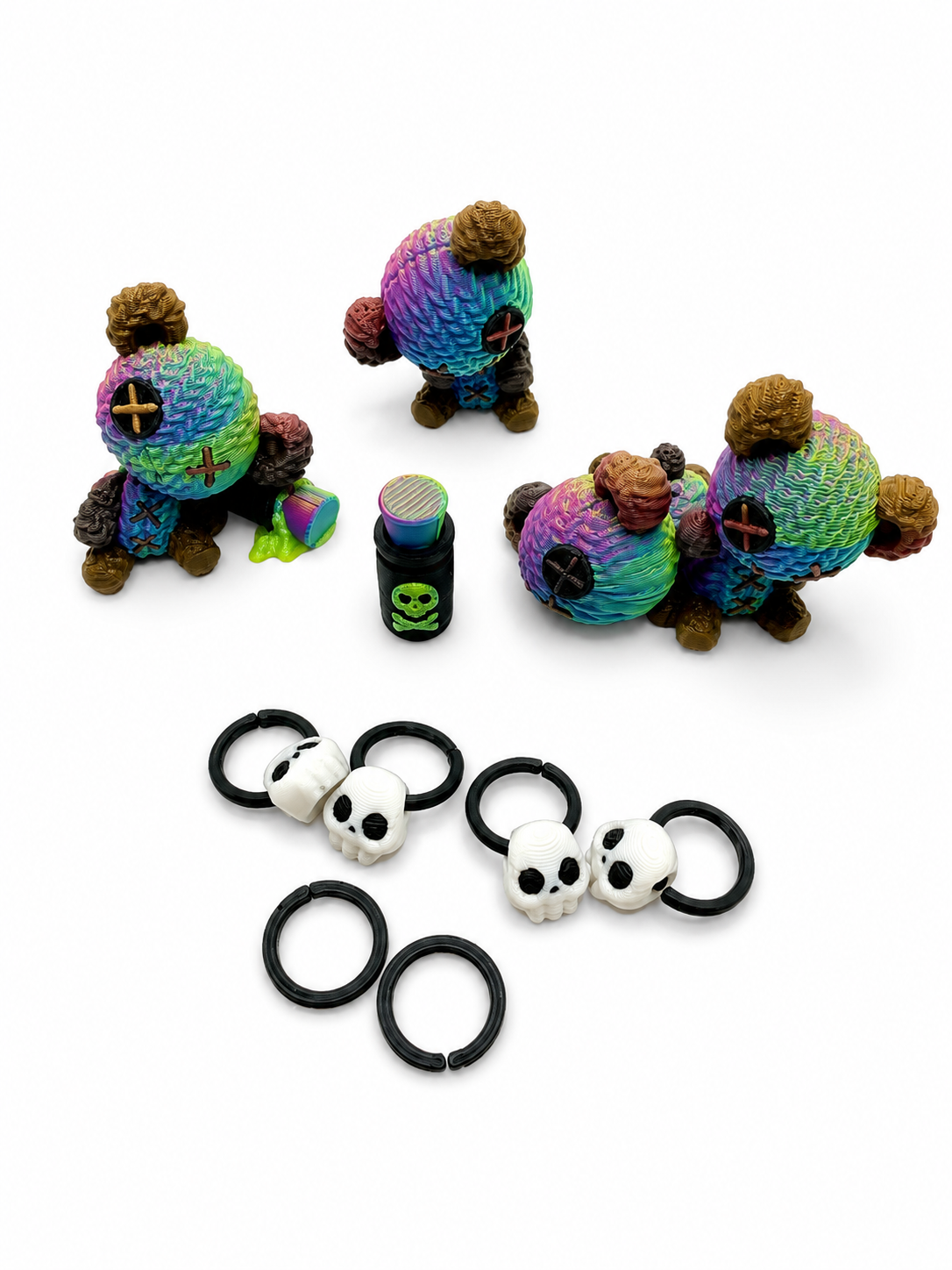 Voodoo Pet Accessory Pack — 3 Teddy Bears, Potion Bottle & Earrings