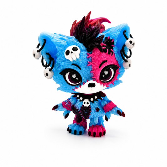 Luna Wolf Pup 4" (Small) — Hand-Painted Articulated 3D Printed Figure