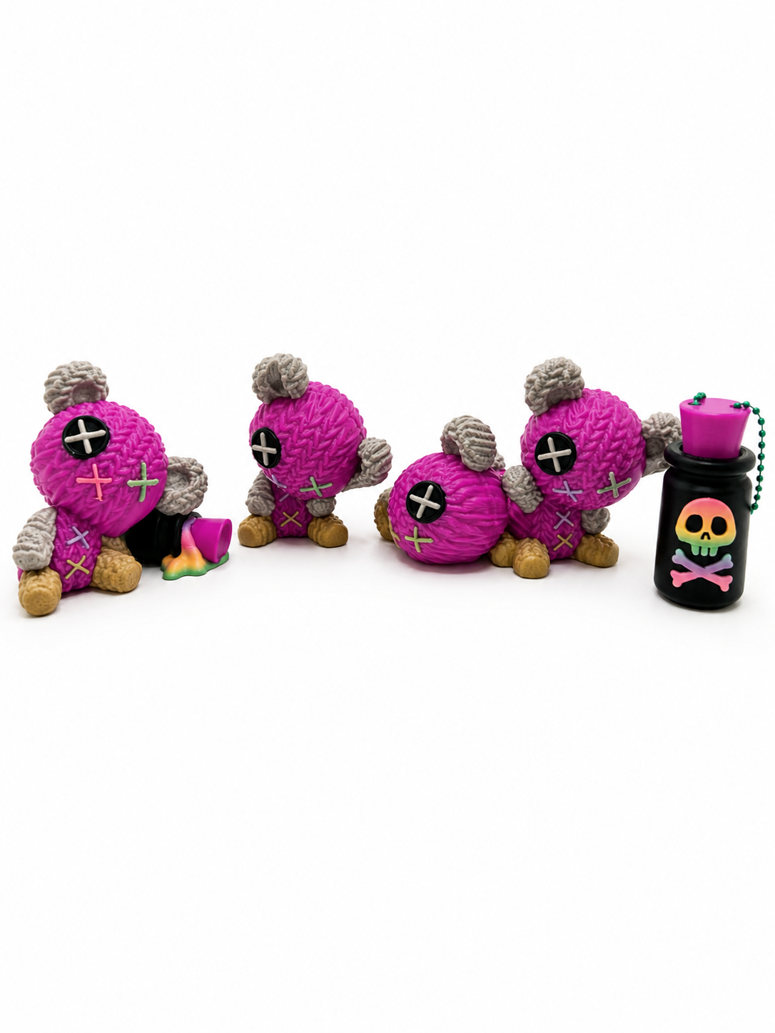 Lupa Wolf Accessories — Stuffies, Potion Bottles & Skull Earrings | 3D Printed Voodoo Add-Ons