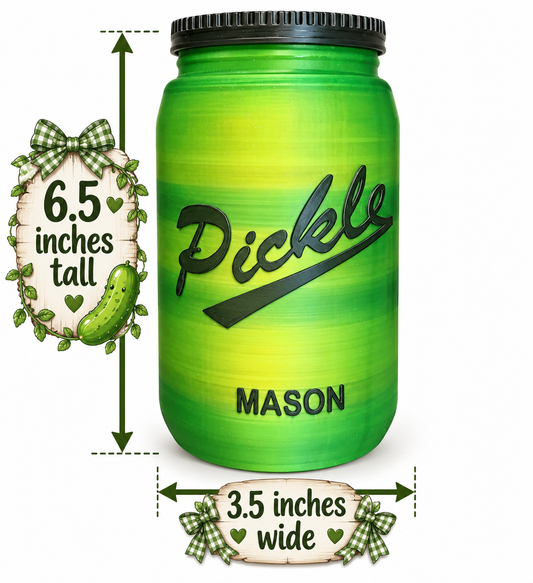 Pickle Mason Jar cute storage container with lid