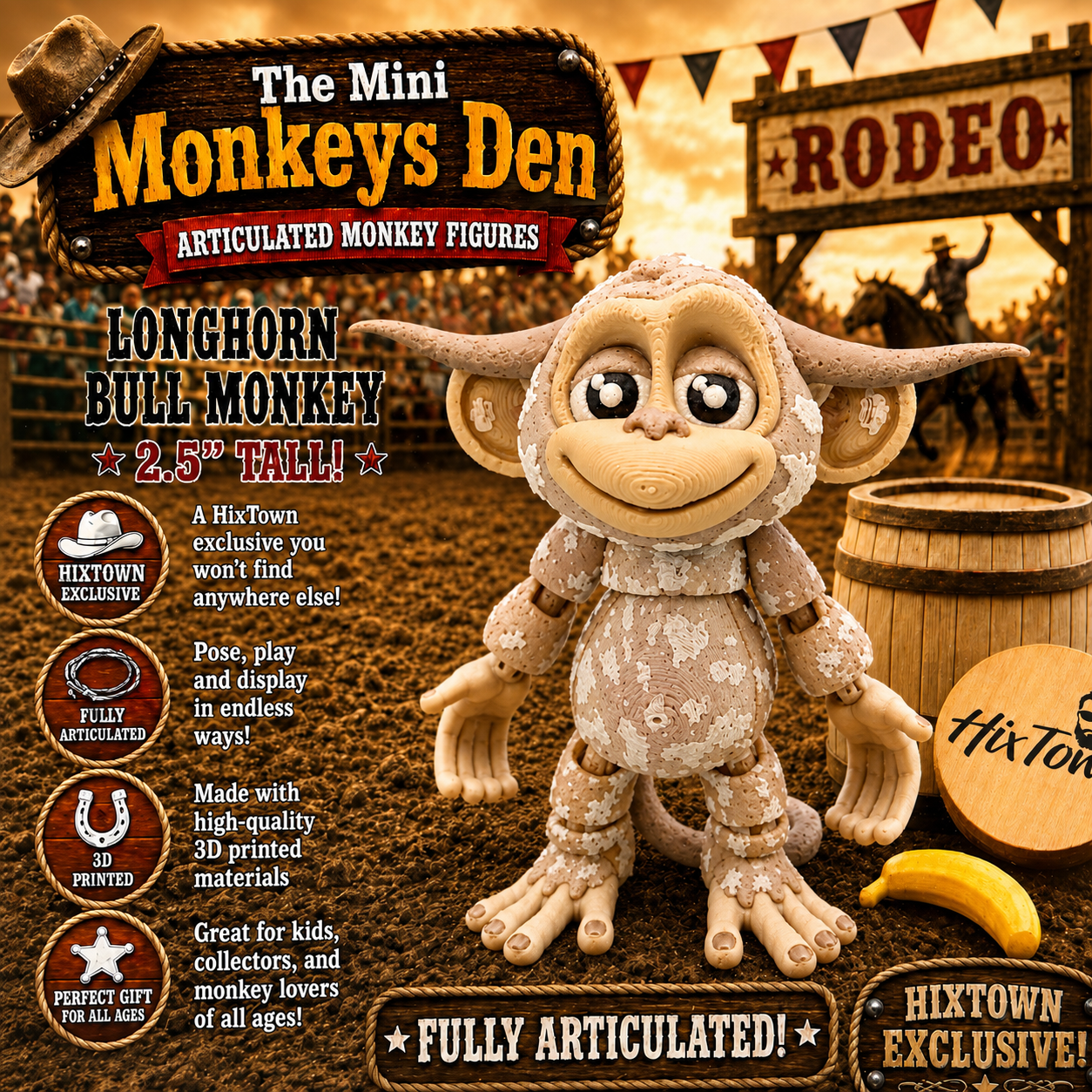 Mini Monkey Figurines — 2"–3" with Tree & Banana