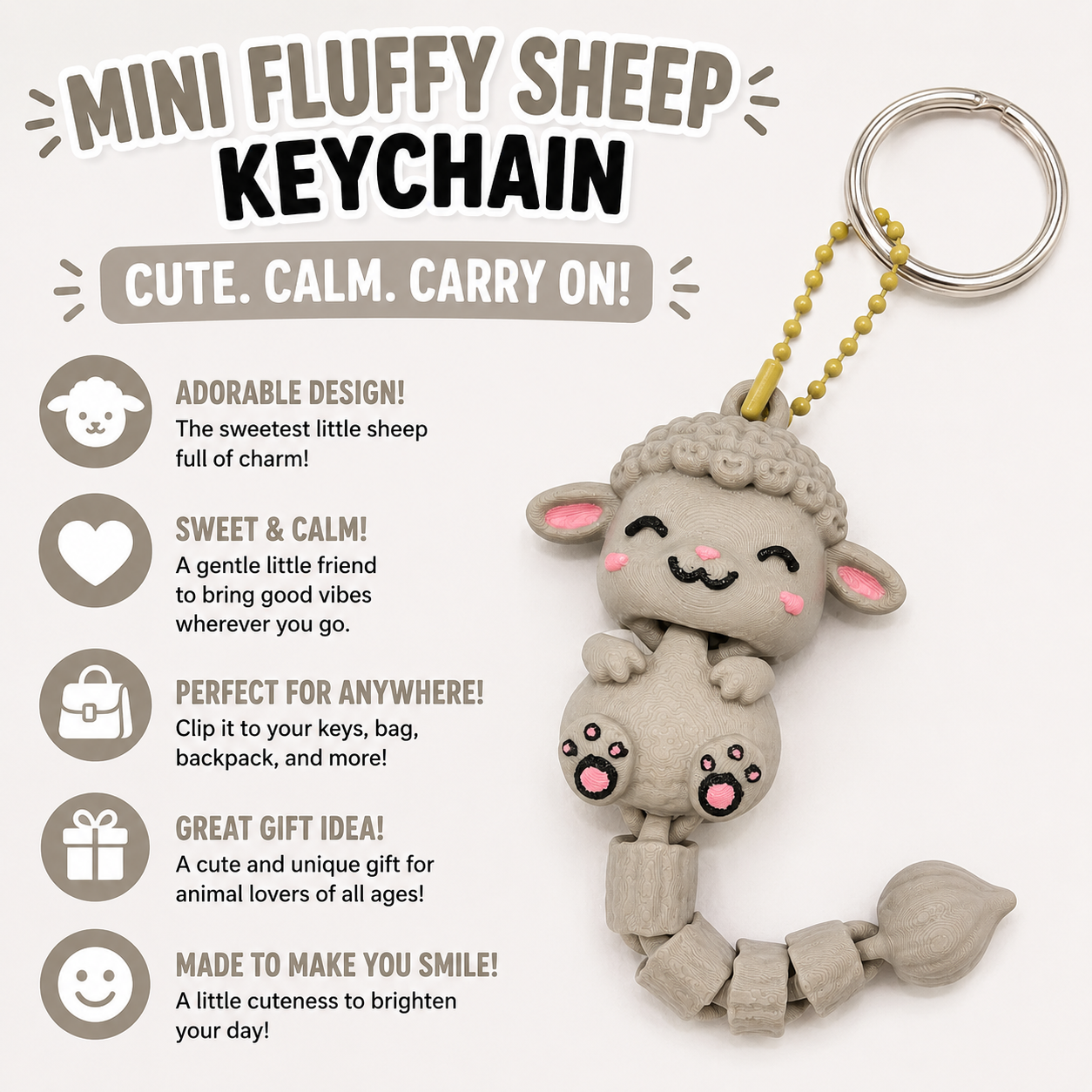 Bag Buddies Keychains — Articulated 3D Printed Figurine