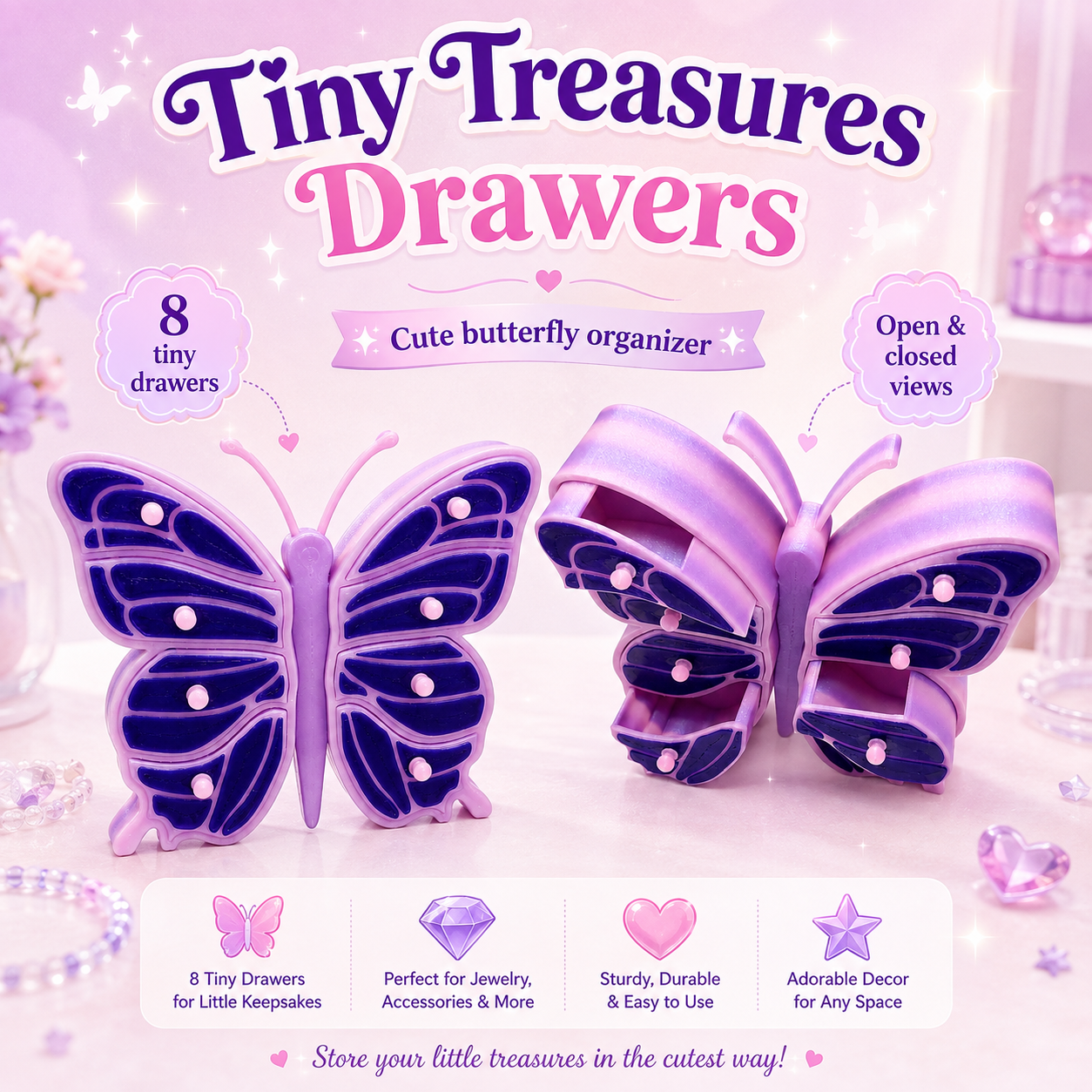 Tiny Treasures Drawers | 3D Printed Decorative Mini Drawer Organizer