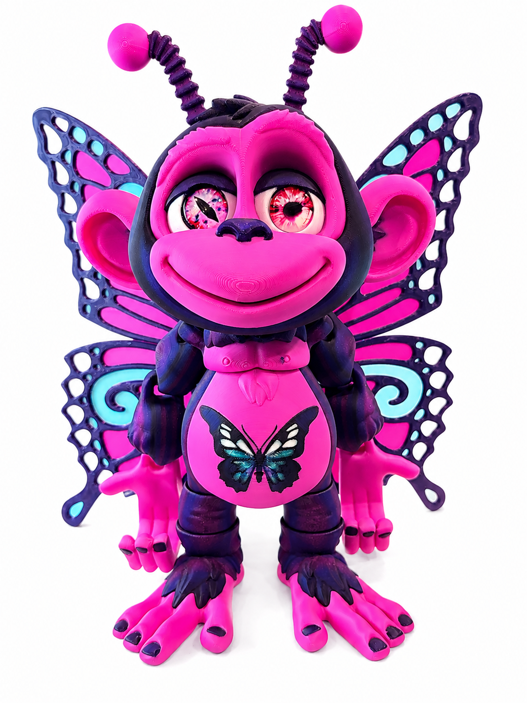 13.5" Butterfly Monkey Figurine | Giant Articulated 3D Printed Collectible | HixTown