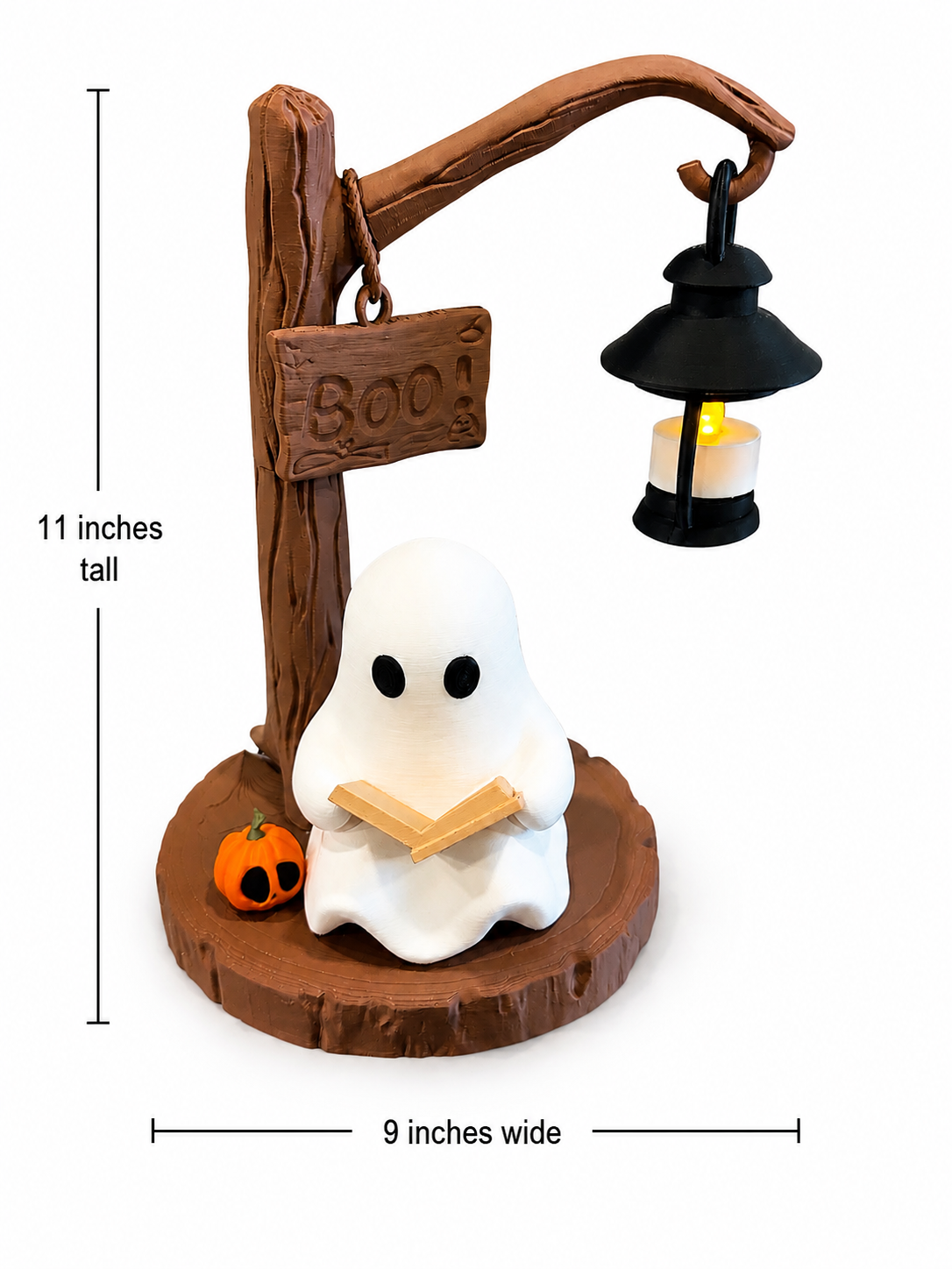 Cozy Reading Ghost Lamp Scene 11"Halloween 3D Printed Decor