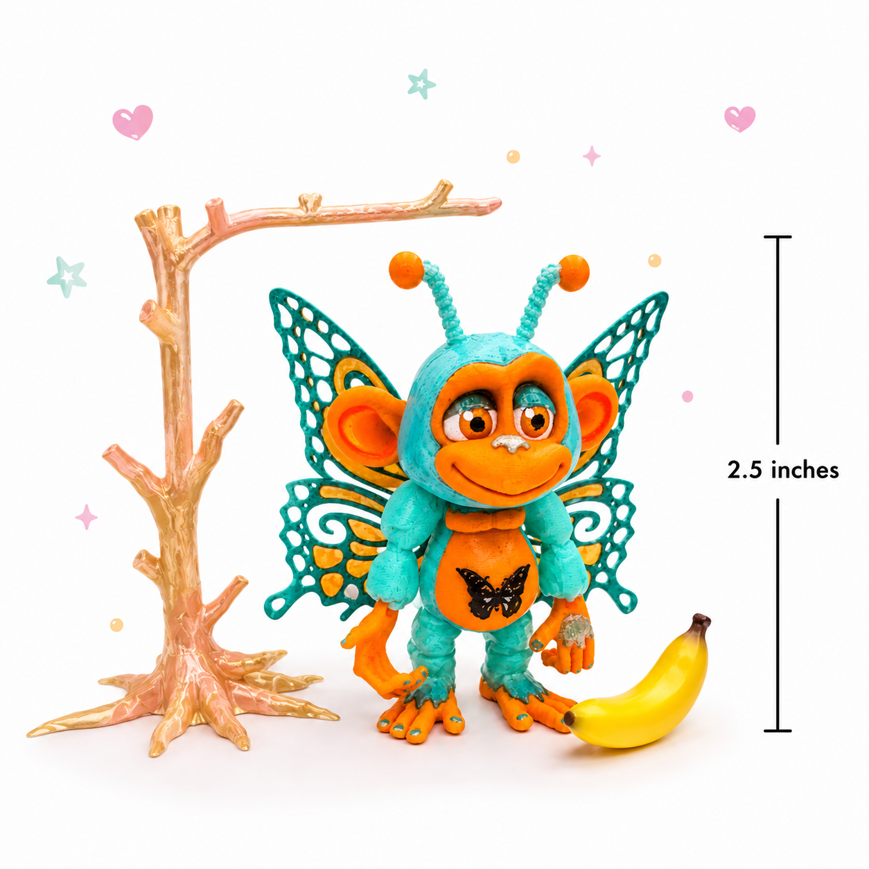 Mini Butterfly Glitterwing Collection 2.5" - with fairy tree colors, & Banana