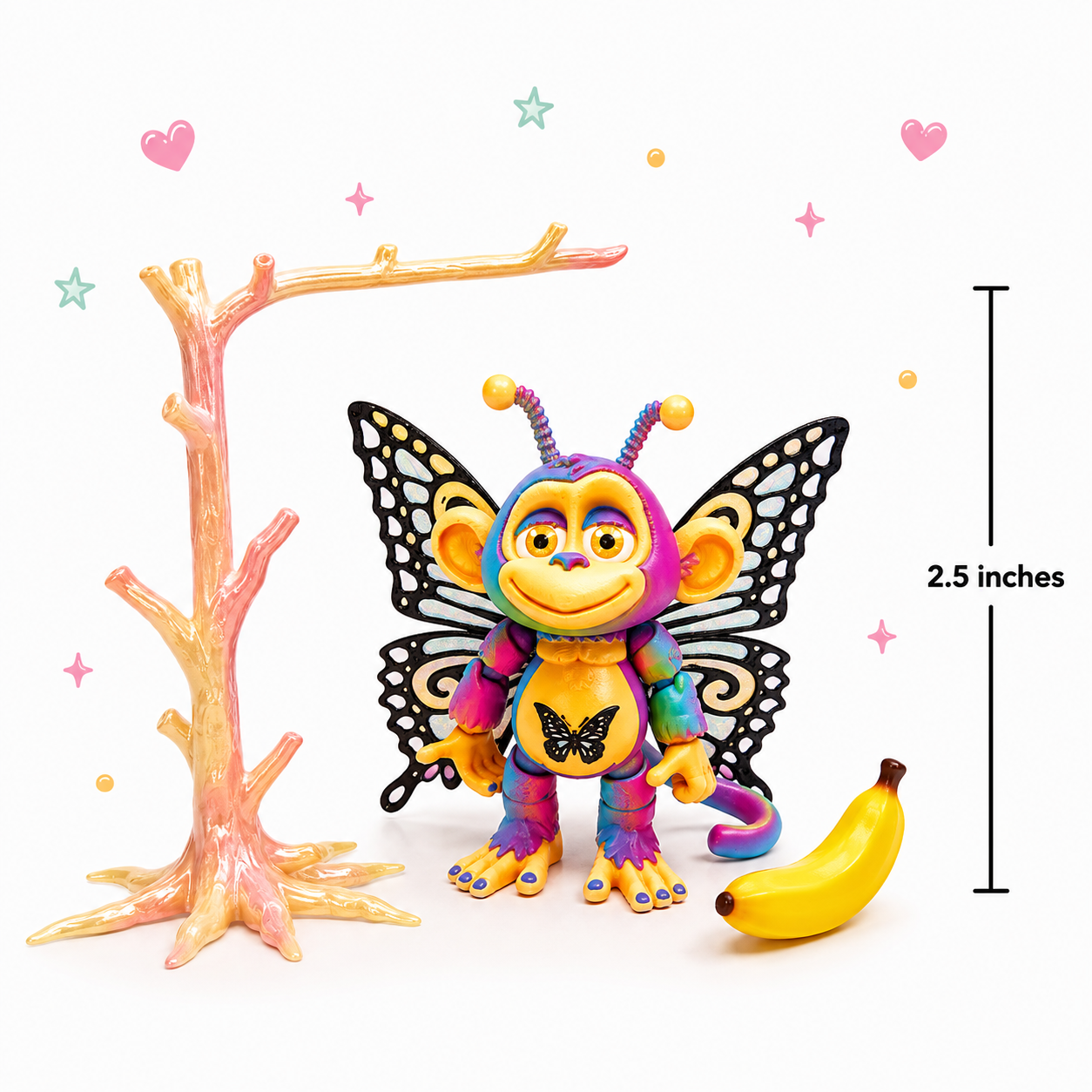 Mini Butterfly Glitterwing Collection 2.5" - with fairy tree colors, & Banana