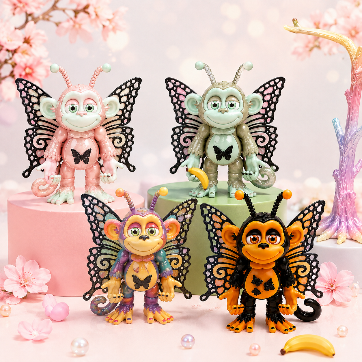 Mini Butterfly Glitterwing Collection 2.5" - with fairy tree colors, & Banana