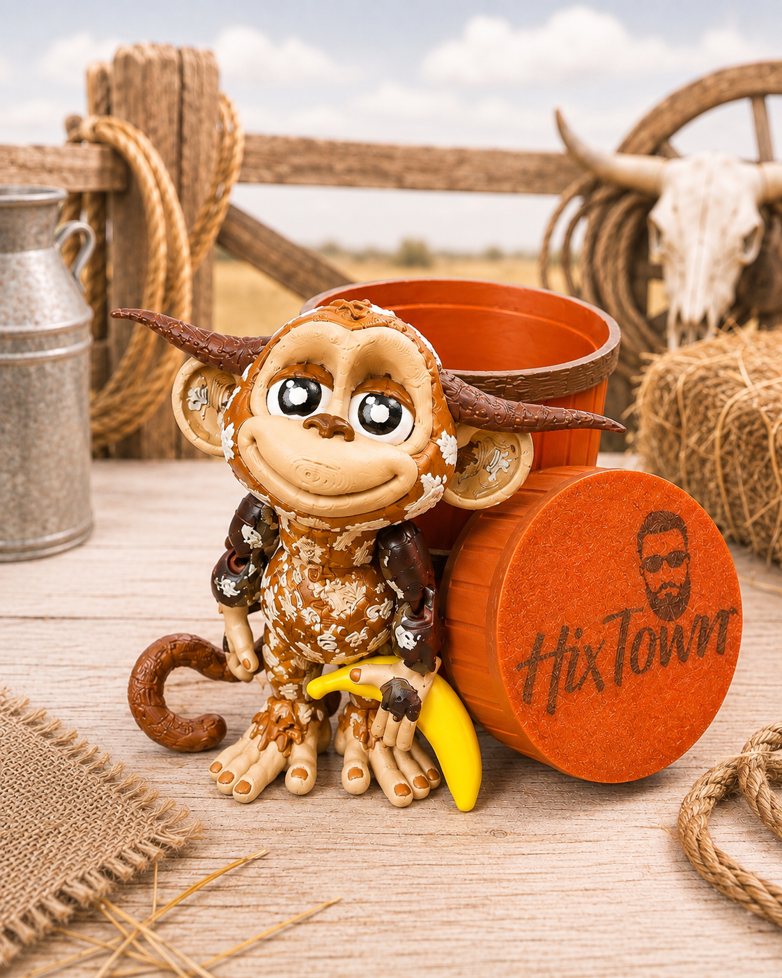 2.5" Barrell Buddy's Monkey & banana. (Barrells sold seperately)