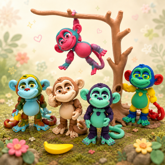 2.8" Mini Monkey's Den W Tree & Banana