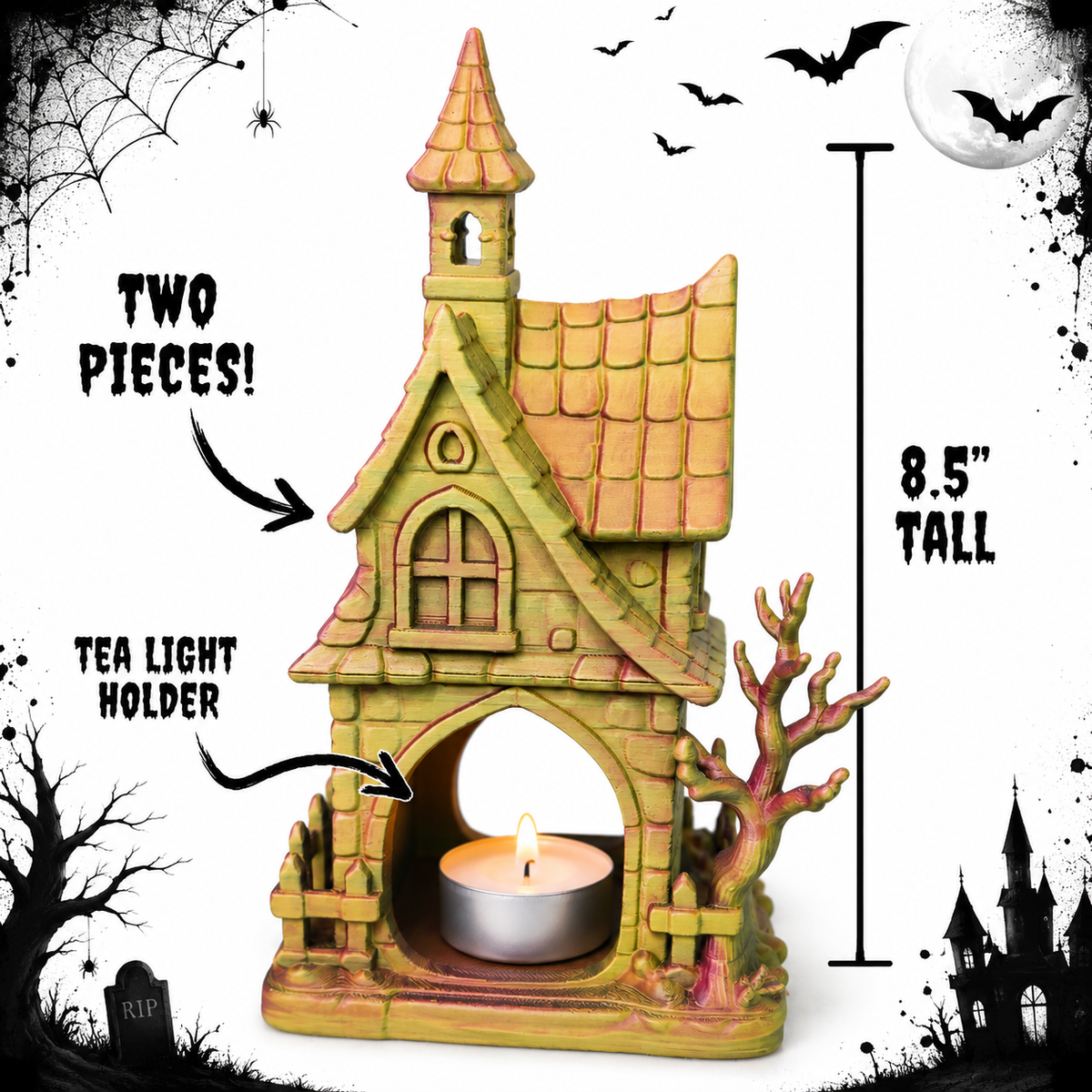 Spooky Corner Tea Lights — 3D Printed Gothic Halloween Décor