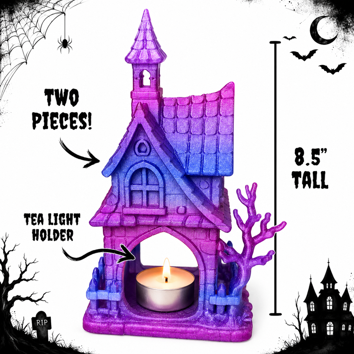 Spooky Corner Tea Lights — 3D Printed Gothic Halloween Décor