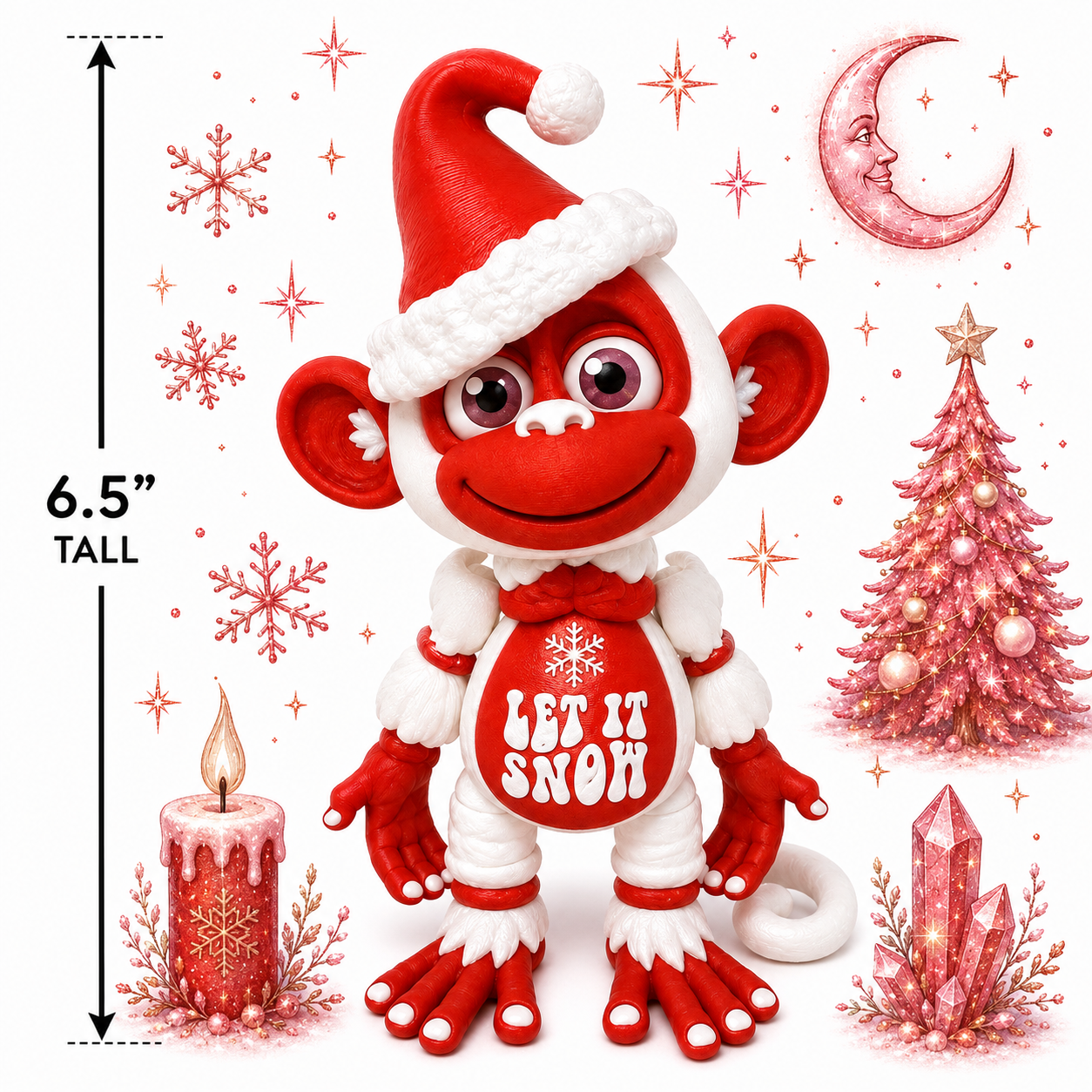 6.5” Let It Snow Christmas Monkey – Hixtown3D Prints Exclusive