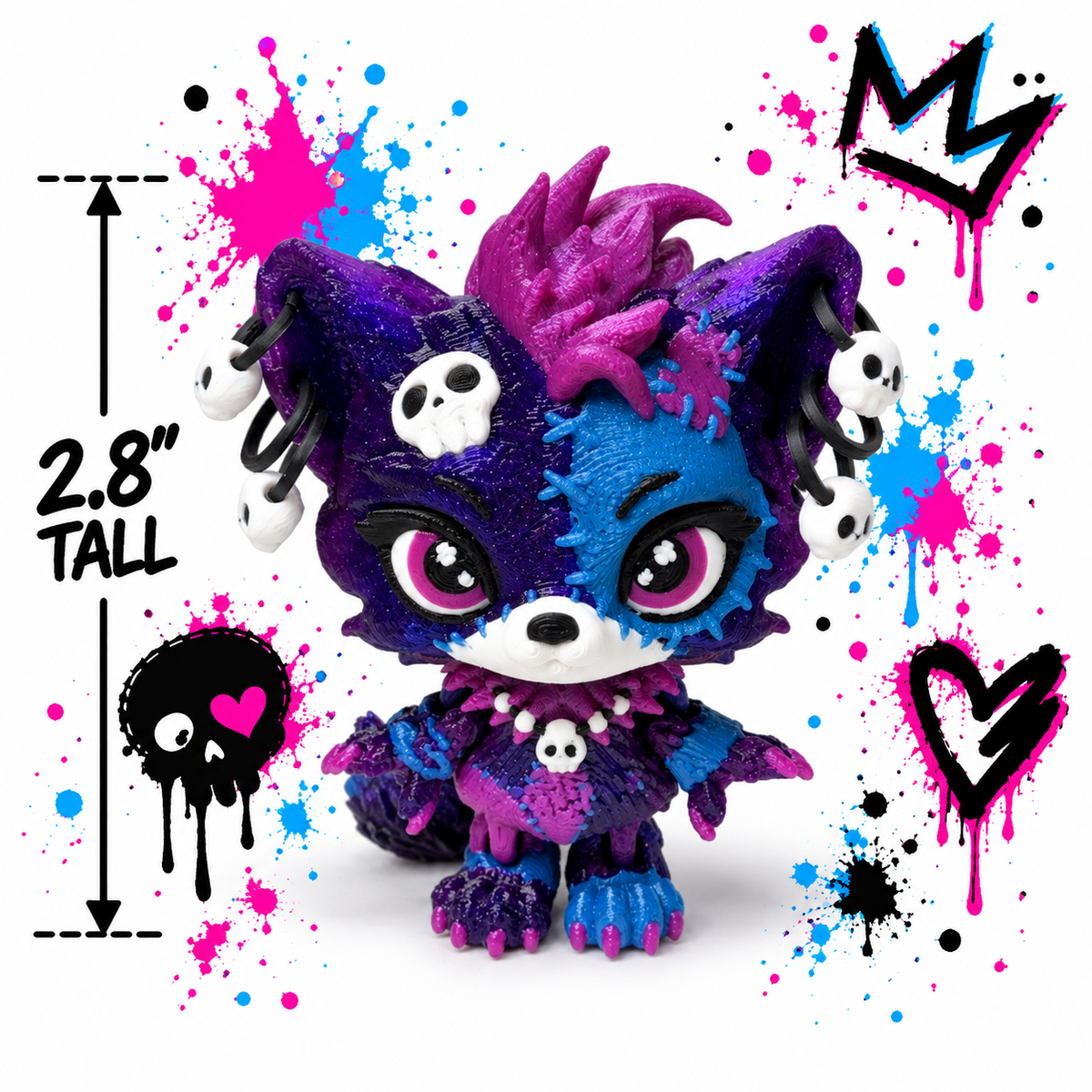 2.8" Baby lupa Wolf Pup  Articulating 3D