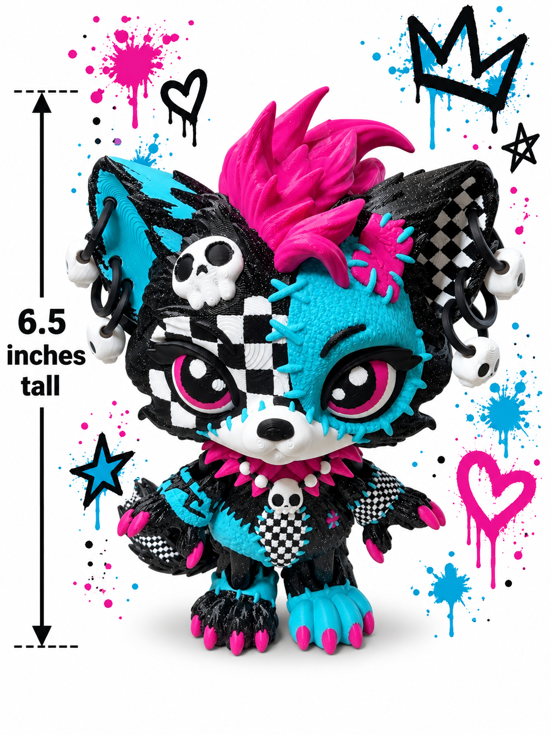 6.5" Lupa the Wolf Pup with stand— Articulated 3D Printed figurine