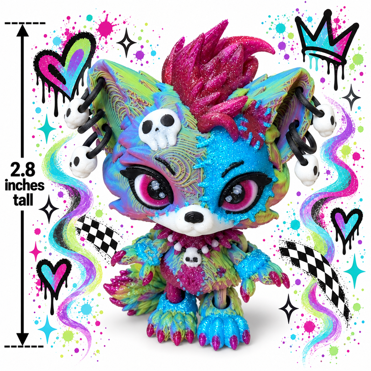 2.8" Baby lupa Wolf Pup  Articulating 3D