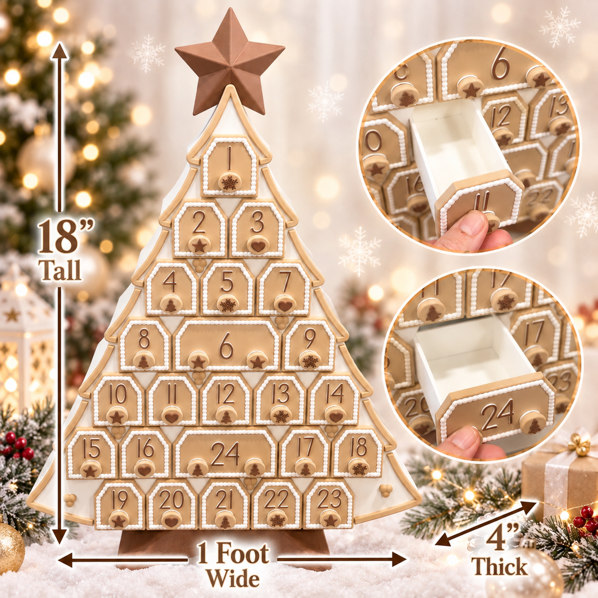 Christmas Tree Advent Calendar – 24 Drawer Reusable Holiday Keepsake
