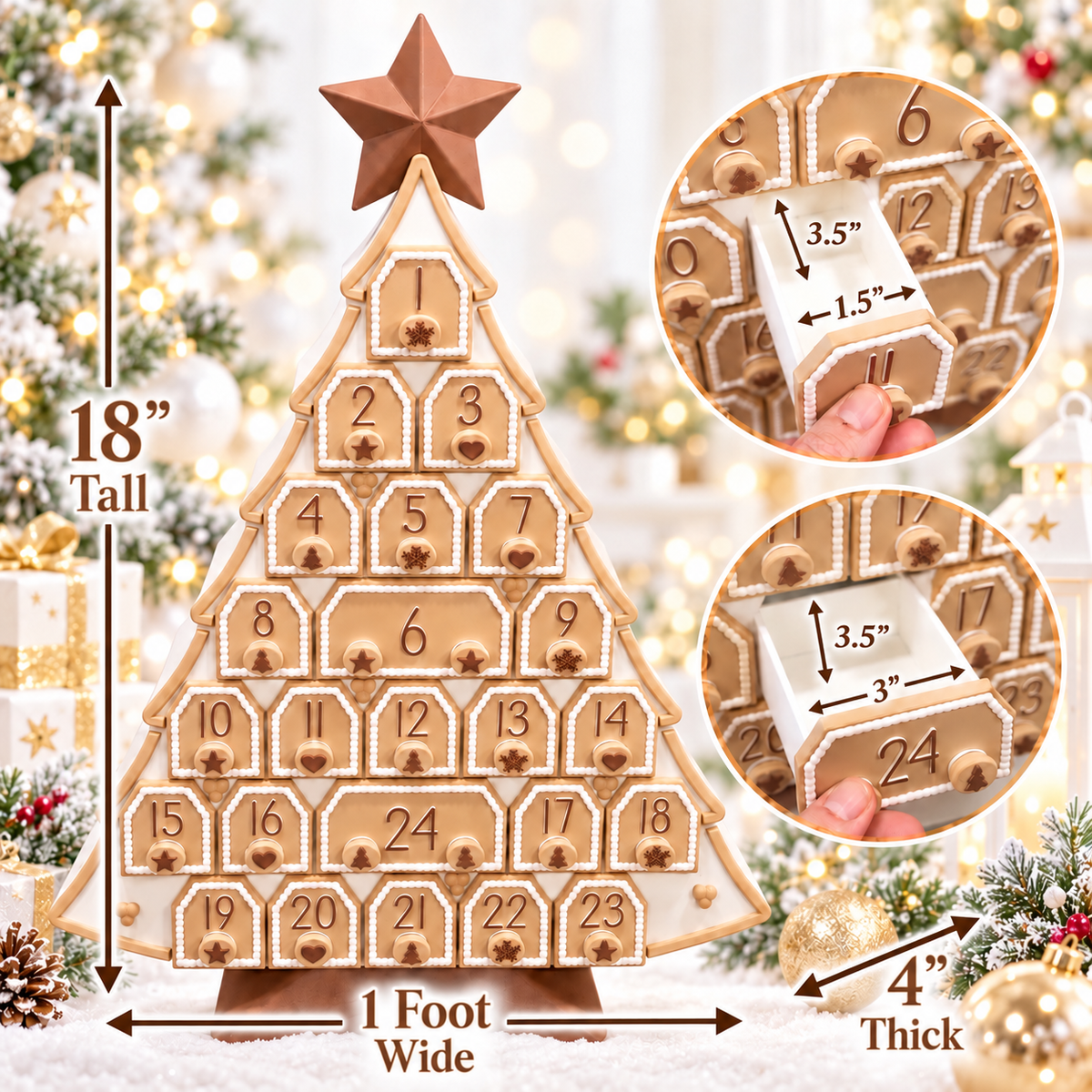 Christmas Tree Advent Calendar – 24 Drawer Reusable Holiday Keepsake