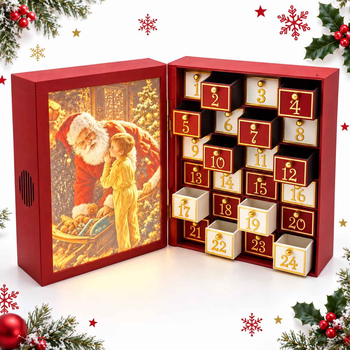 Christmas Advent calendar Light Up Lithophane With 24 Reusable Drawers