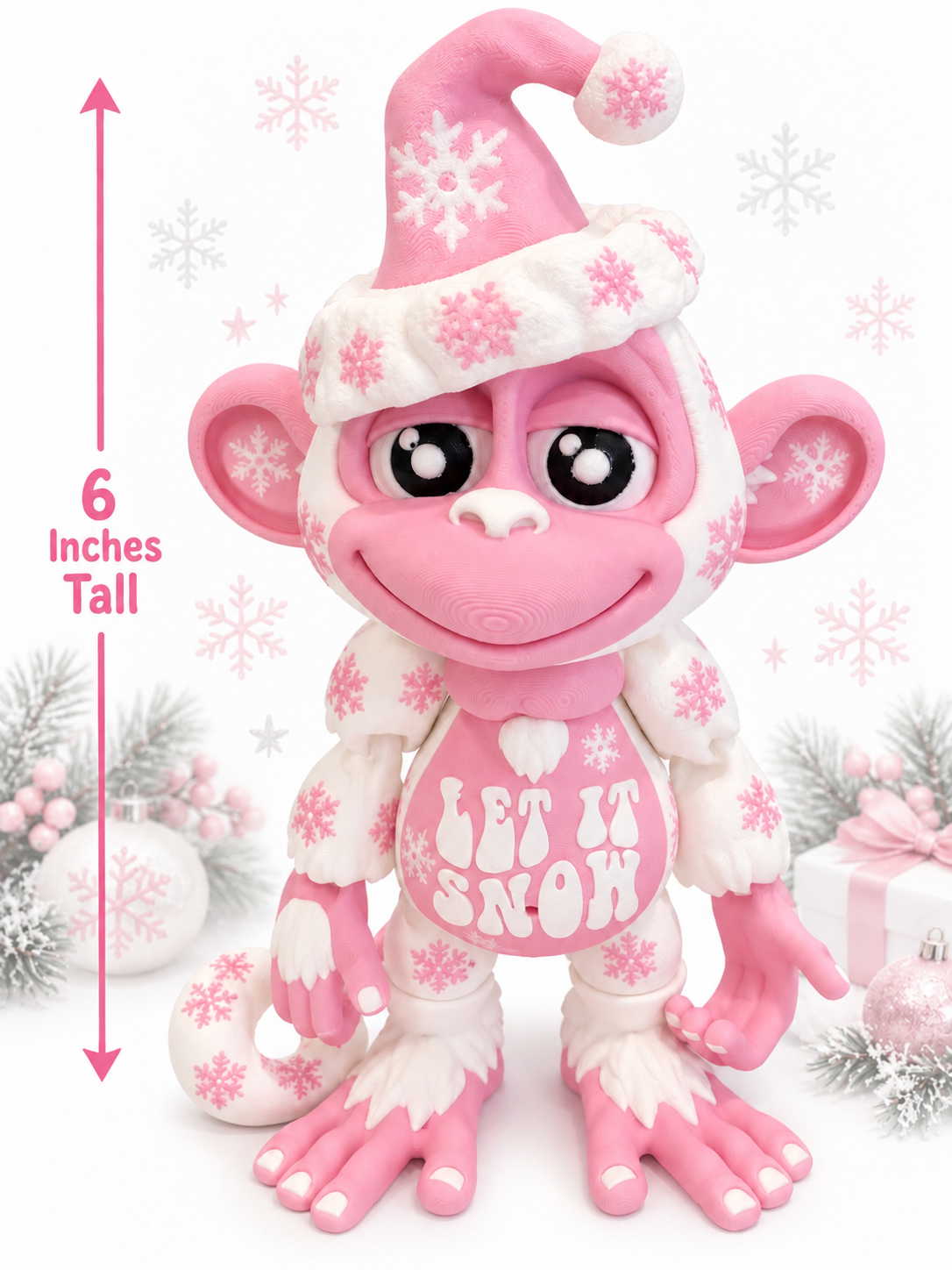 6.5” Let It Snow Christmas Monkey – Hixtown3D Prints Exclusive