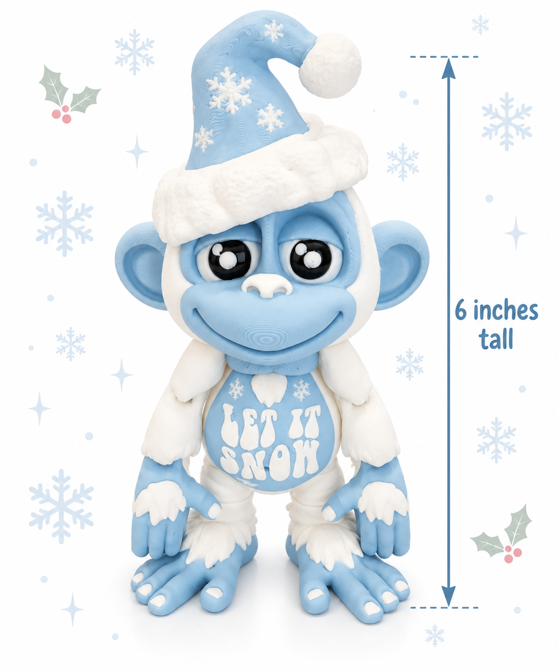 6.5” Let It Snow Christmas Monkey – Hixtown3D Prints Exclusive