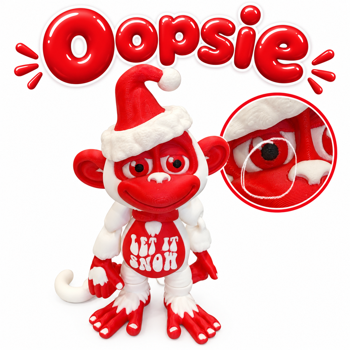 6.5” Let It Snow Christmas Monkey – Hixtown3D Prints Exclusive