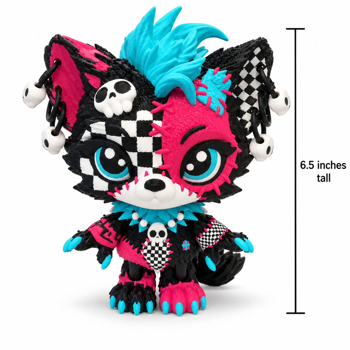 6.5" Lupa the Wolf Pup with stand— Articulated 3D Printed figurine
