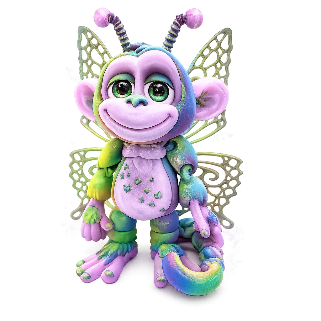 9" GlitterWing Butterfly Monkey | Rare Articulated 3D Printed Collectible | HixTown