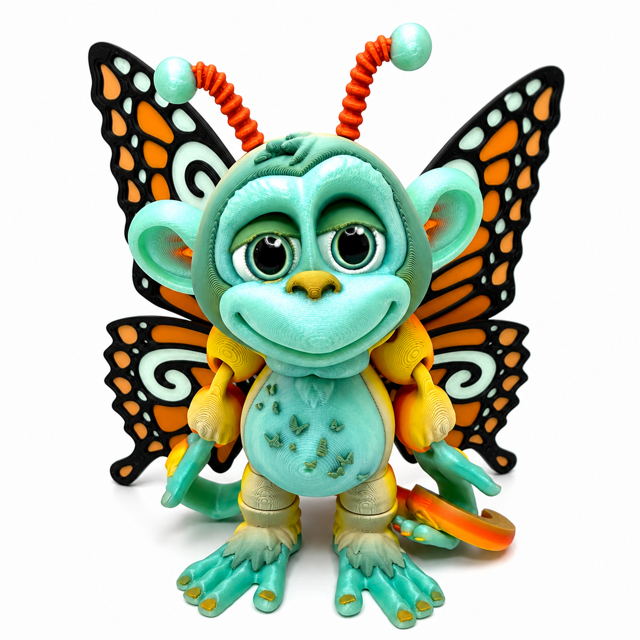 6.5" GlitterWing Butterfly Monkey | Articulated 3D Printed Collectible with Authenticity Card